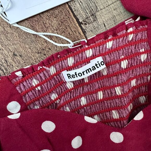 Reformation red with white polka dot fiona 2-piece Campari midi dress crop top 0 - Picture 6 of 14